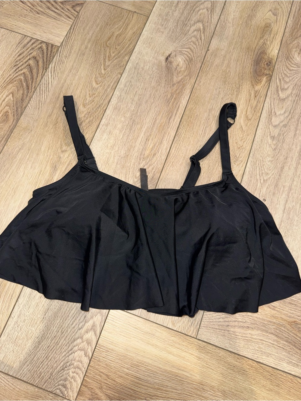 Torrid Black Swim Top with Flounce Detail